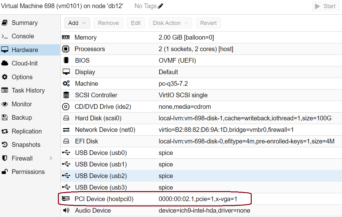 VM&rsquo;s PCI device